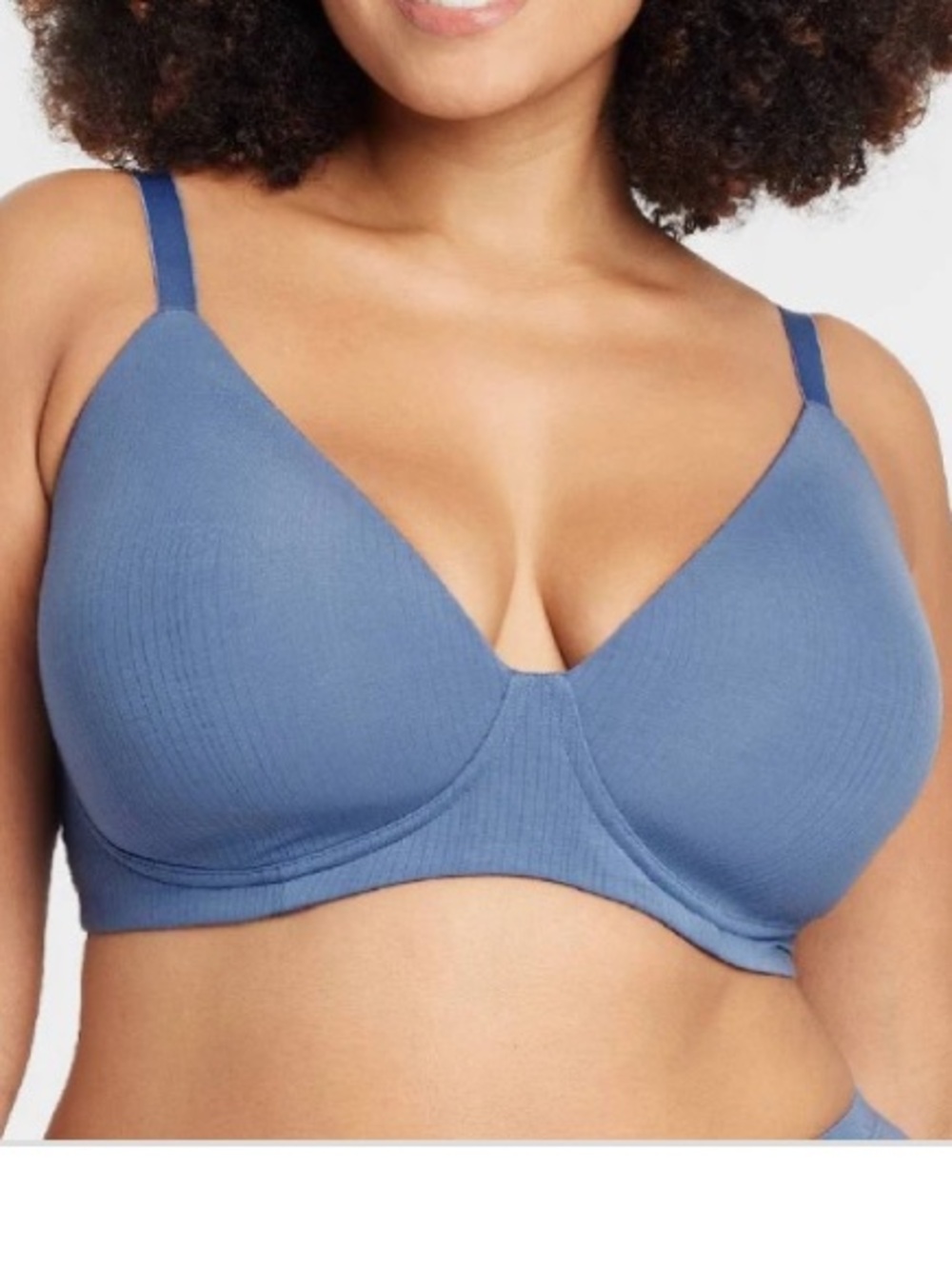 Auden Modal Blend Lightly Lined Bralette - Blue, Size: 1X
